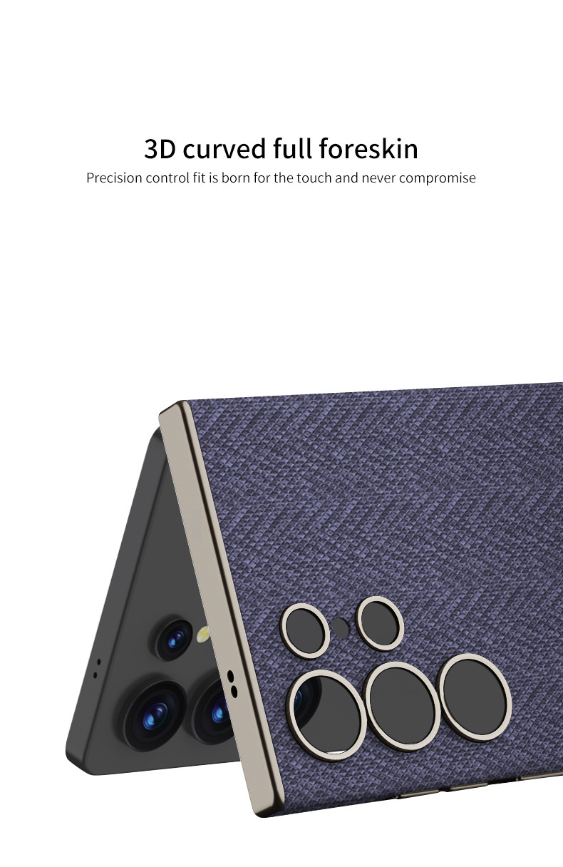 Compatible Samsung S26 Ultra phone case with built-in magnetic wireless charging, nylon textured curved leather S25U protective case