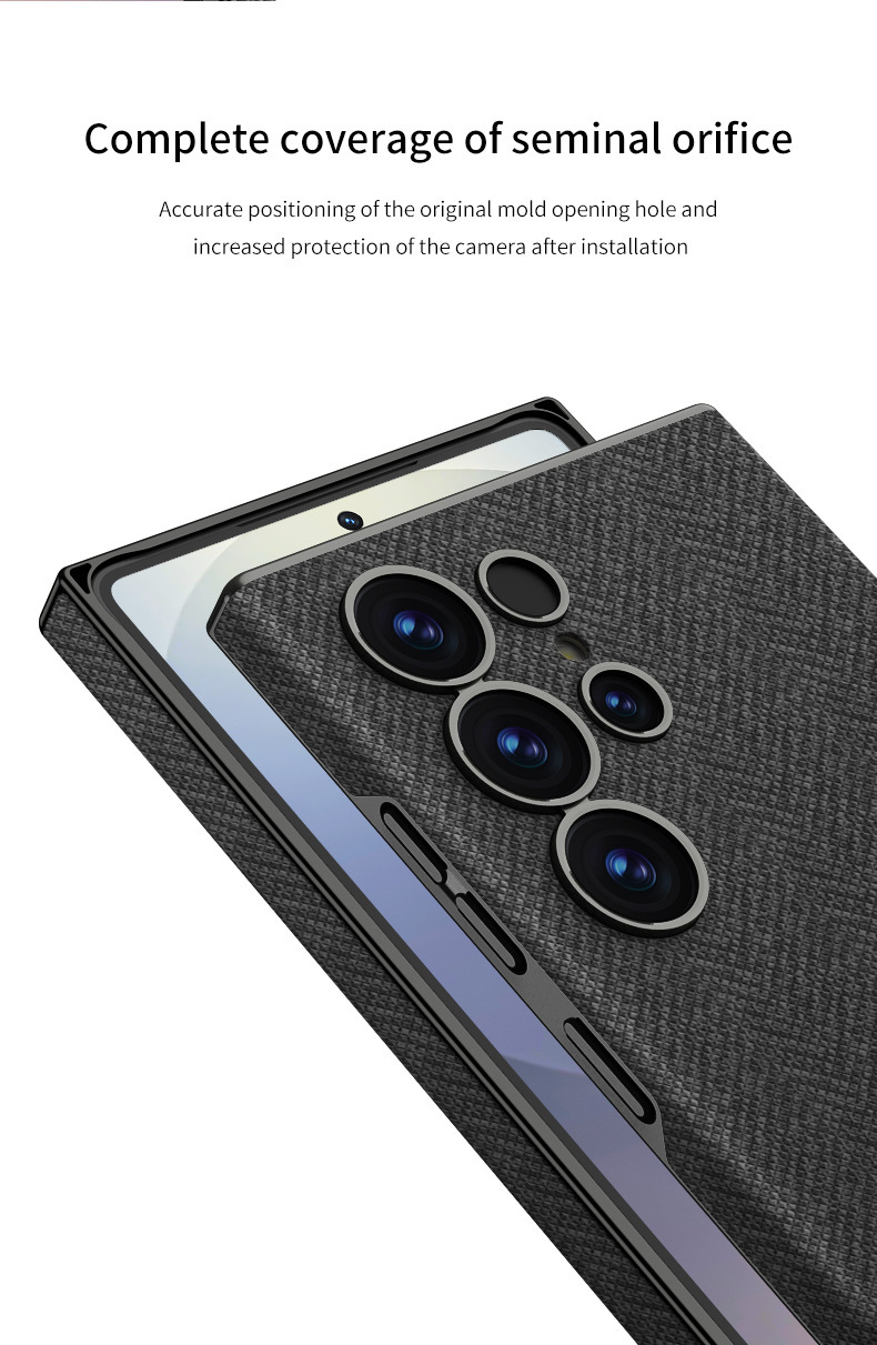 Compatible Samsung S26 Ultra phone case with built-in magnetic wireless charging, nylon textured curved leather S25U protective case
