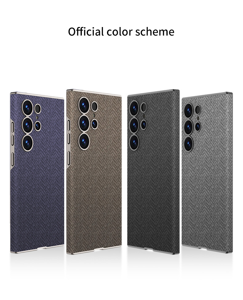 Compatible Samsung S26 Ultra phone case with built-in magnetic wireless charging, nylon textured curved leather S25U protective case