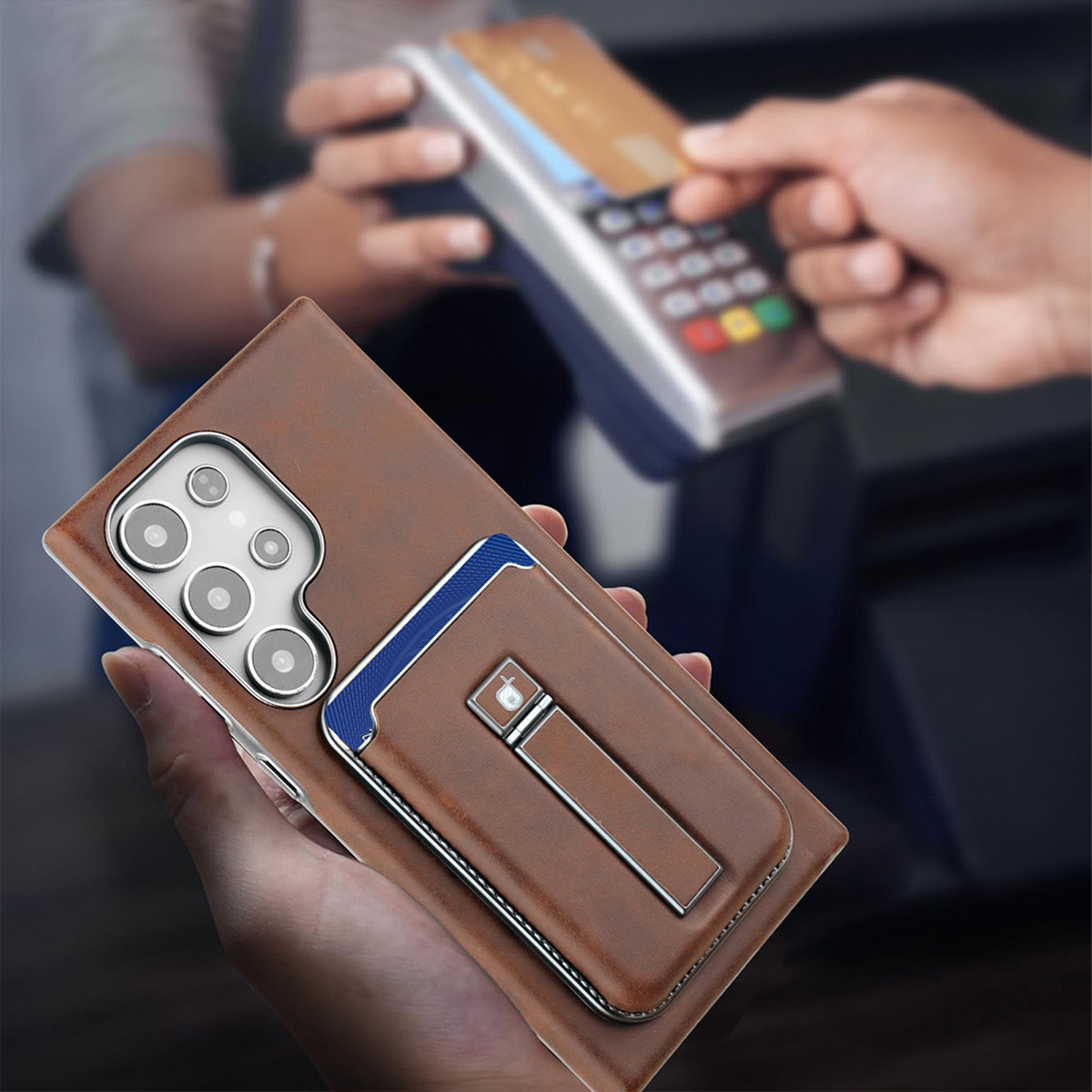 Compatible with Samsung S26 Ultra phone case, S25 Plus magnetic card holder, leather S24U shockproof protective case