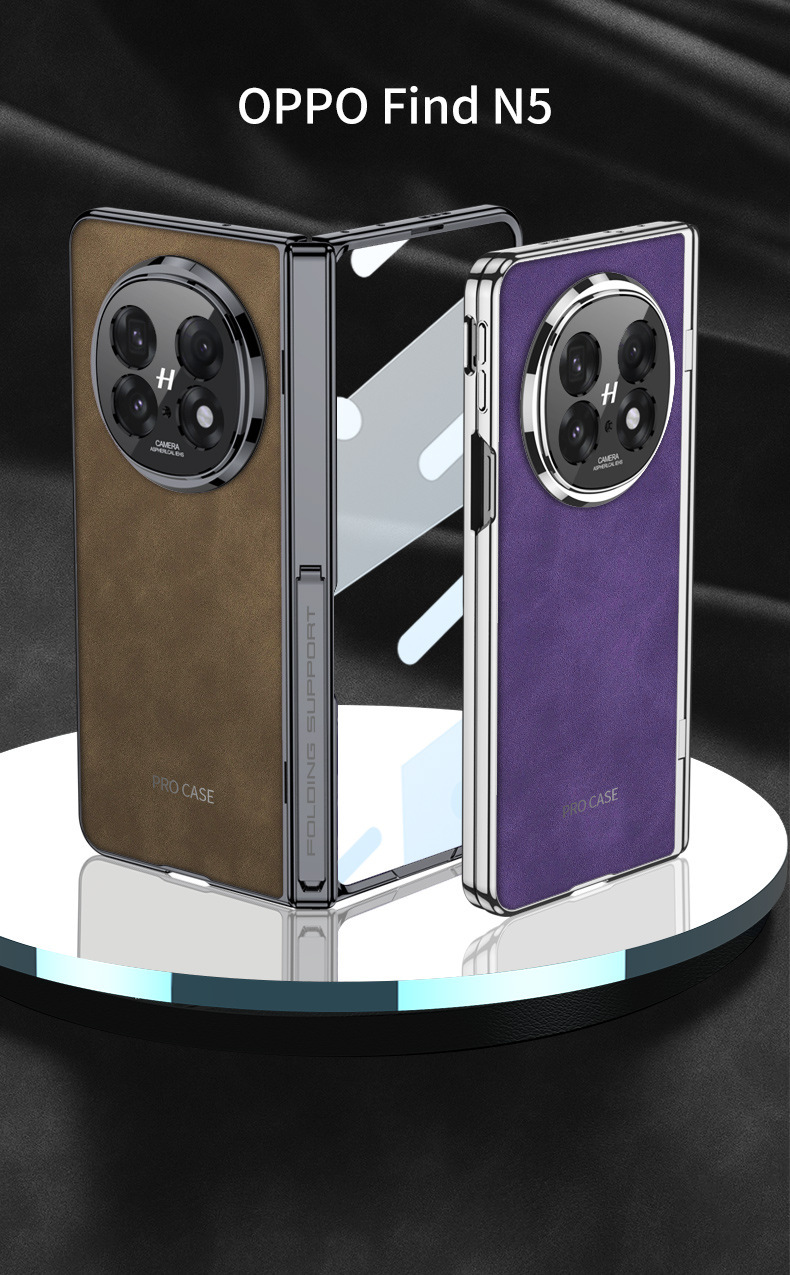 Compatible with OPPO Find N5 phone case, vegan leather, magnetic hinge stand, full-coverage N5 folding screen protective case