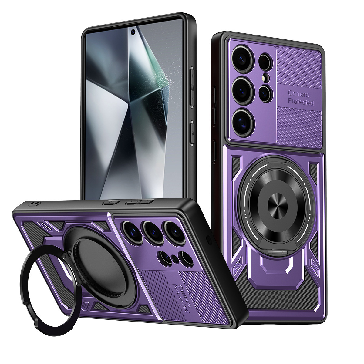 Compatible with Samsung S26 Ultra phone case, A57 rotating stand, S25FE magnetic wireless charging 24Plus protective case