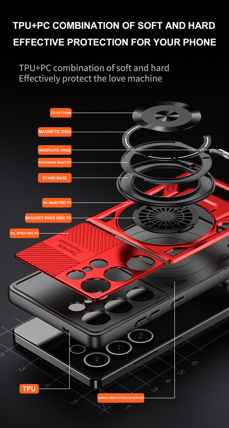 Compatible with Samsung S26 Ultra phone case, A57 rotating stand, S25FE magnetic wireless charging 24Plus protective case