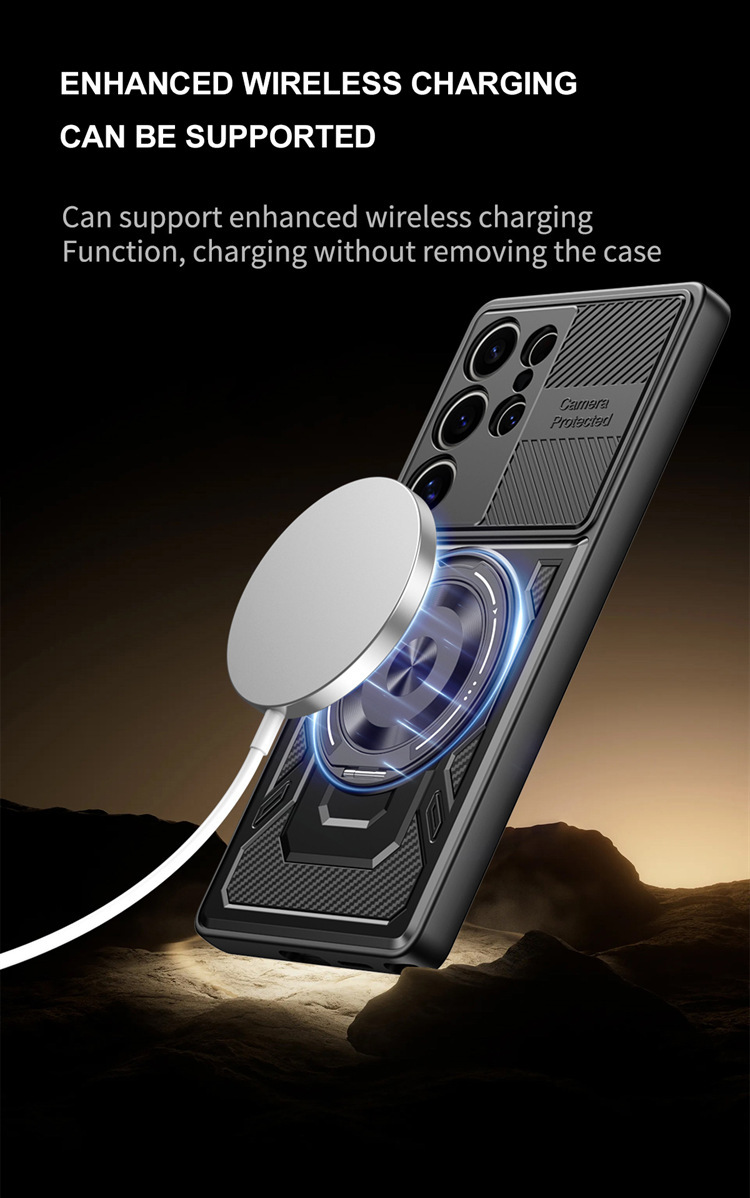 Compatible with Samsung S26 Ultra phone case, A57 rotating stand, S25FE magnetic wireless charging 24Plus protective case