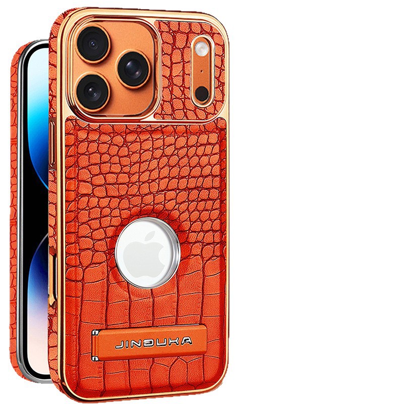 Compatible with iPhone 17 Pro Max phone case 16/15 Plus magnetic label holder 13/14 crocodile pattern leather case