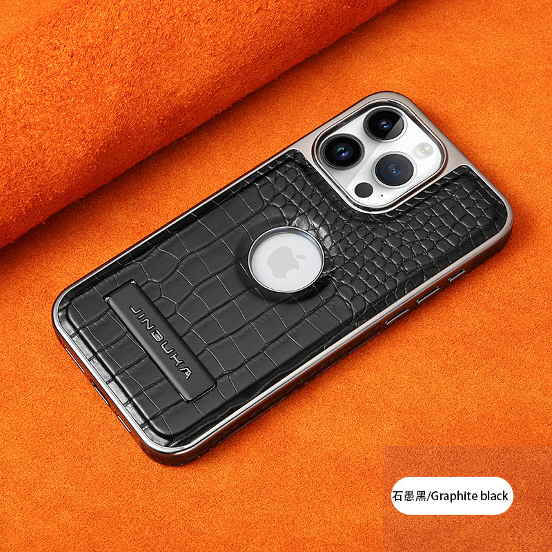 Compatible with iPhone 17 Pro Max phone case 16/15 Plus magnetic label holder 13/14 crocodile pattern leather case