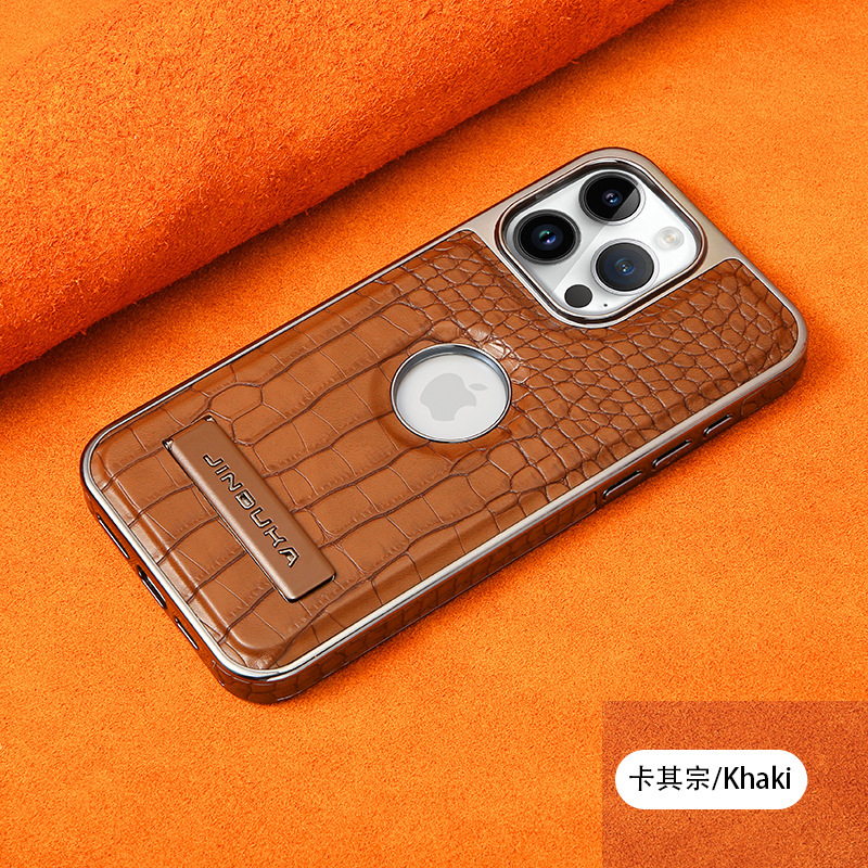 Compatible with iPhone 17 Pro Max phone case 16/15 Plus magnetic label holder 13/14 crocodile pattern leather case