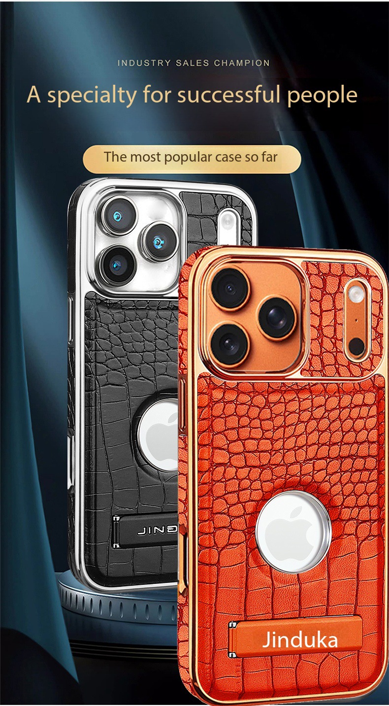 Compatible with iPhone 17 Pro Max phone case 16/15 Plus magnetic label holder 13/14 crocodile pattern leather case