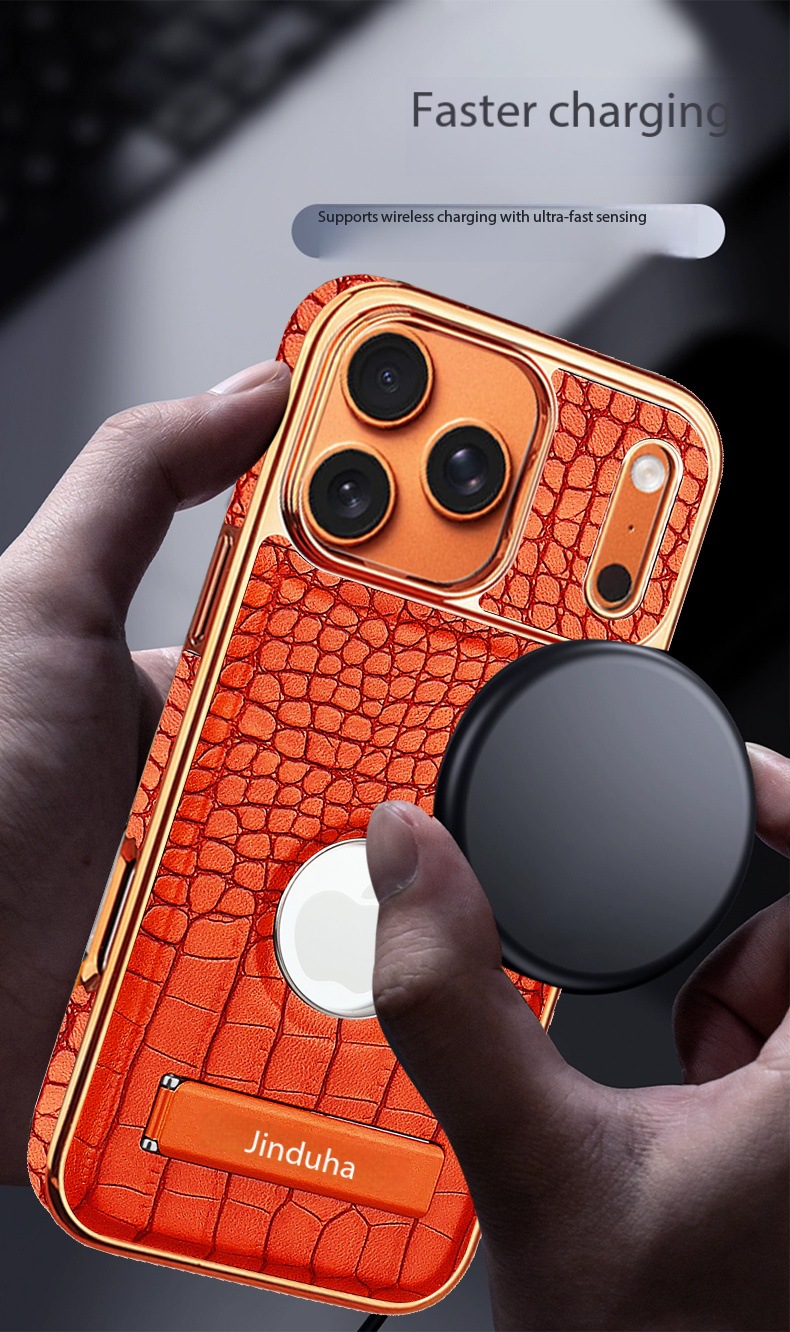 Compatible with iPhone 17 Pro Max phone case 16/15 Plus magnetic label holder 13/14 crocodile pattern leather case