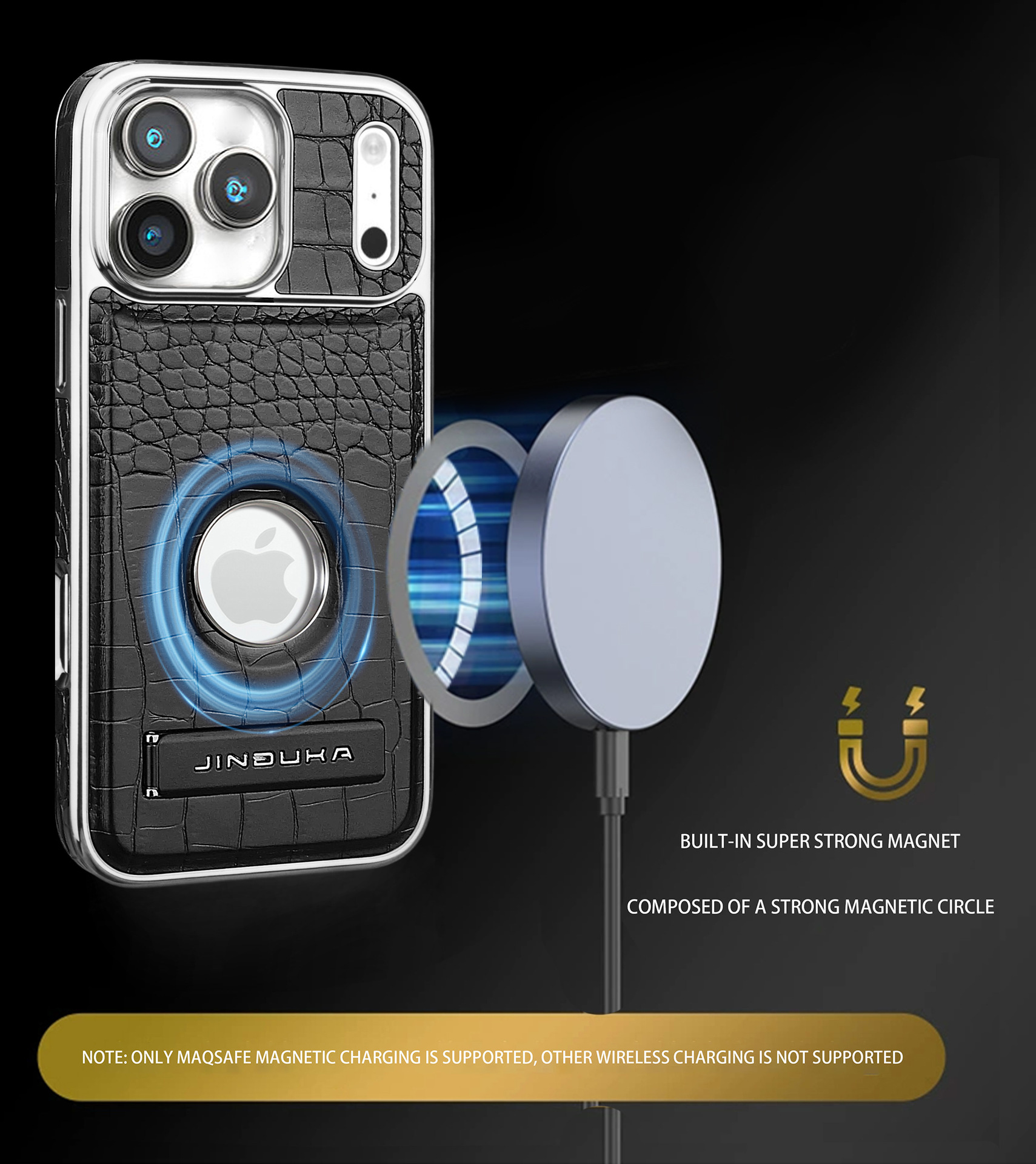 Compatible with iPhone 17 Pro Max phone case 16/15 Plus magnetic label holder 13/14 crocodile pattern leather case
