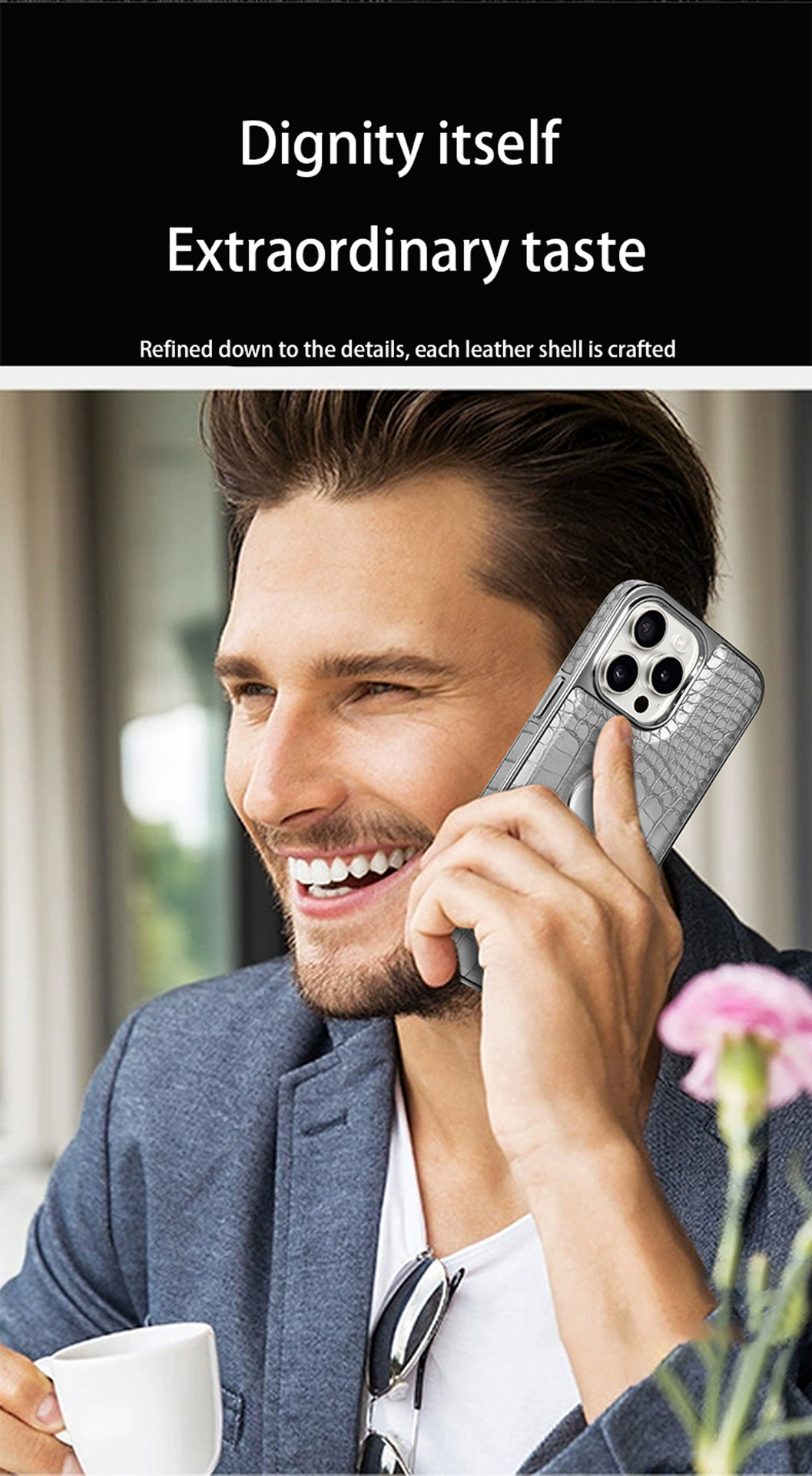 Compatible with iPhone 17 Pro Max phone case 16/15 Plus magnetic label holder 13/14 crocodile pattern leather case