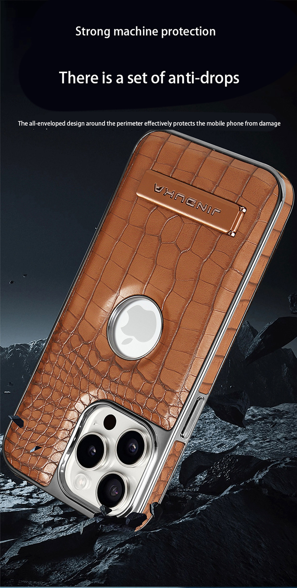 Compatible with iPhone 17 Pro Max phone case 16/15 Plus magnetic label holder 13/14 crocodile pattern leather case