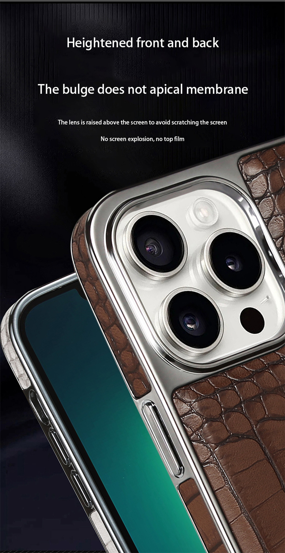 Compatible with iPhone 17 Pro Max phone case 16/15 Plus magnetic label holder 13/14 crocodile pattern leather case
