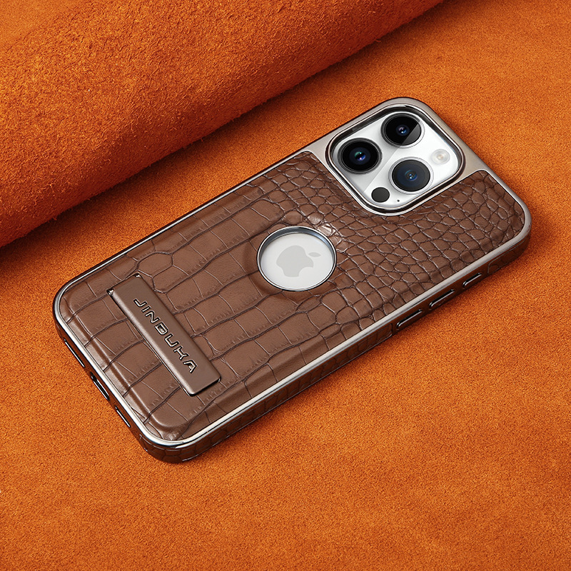 Compatible with iPhone 17 Pro Max phone case 16/15 Plus magnetic label holder 13/14 crocodile pattern leather case