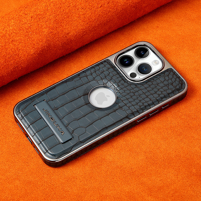 Compatible with iPhone 17 Pro Max phone case 16/15 Plus magnetic label holder 13/14 crocodile pattern leather case
