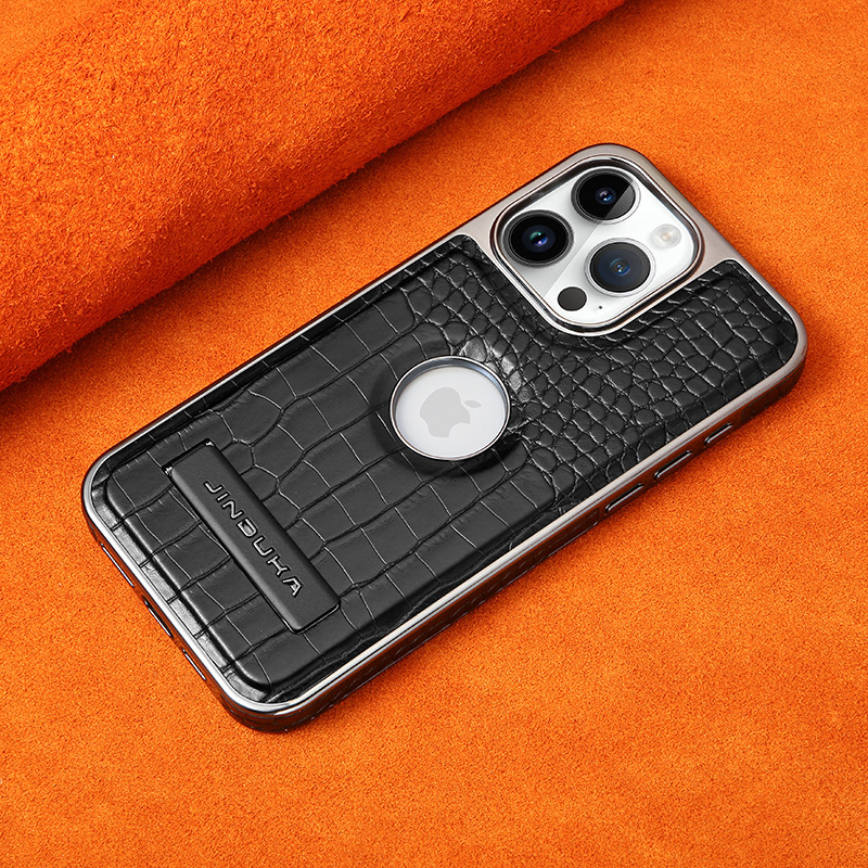 Compatible with iPhone 17 Pro Max phone case 16/15 Plus magnetic label holder 13/14 crocodile pattern leather case