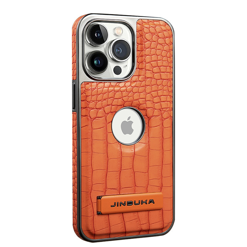 Compatible with iPhone 17 Pro Max phone case 16/15 Plus magnetic label holder 13/14 crocodile pattern leather case