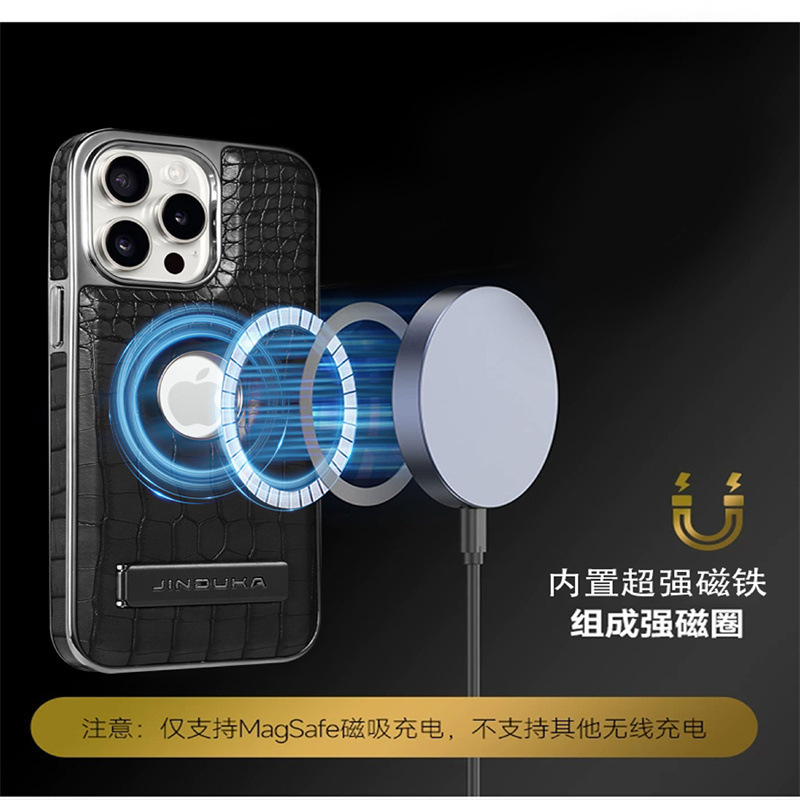 Compatible with Samsung S26 Ultra phone case, S25/24P stand, Magsafe crocodile pattern electroplated S23U protective case