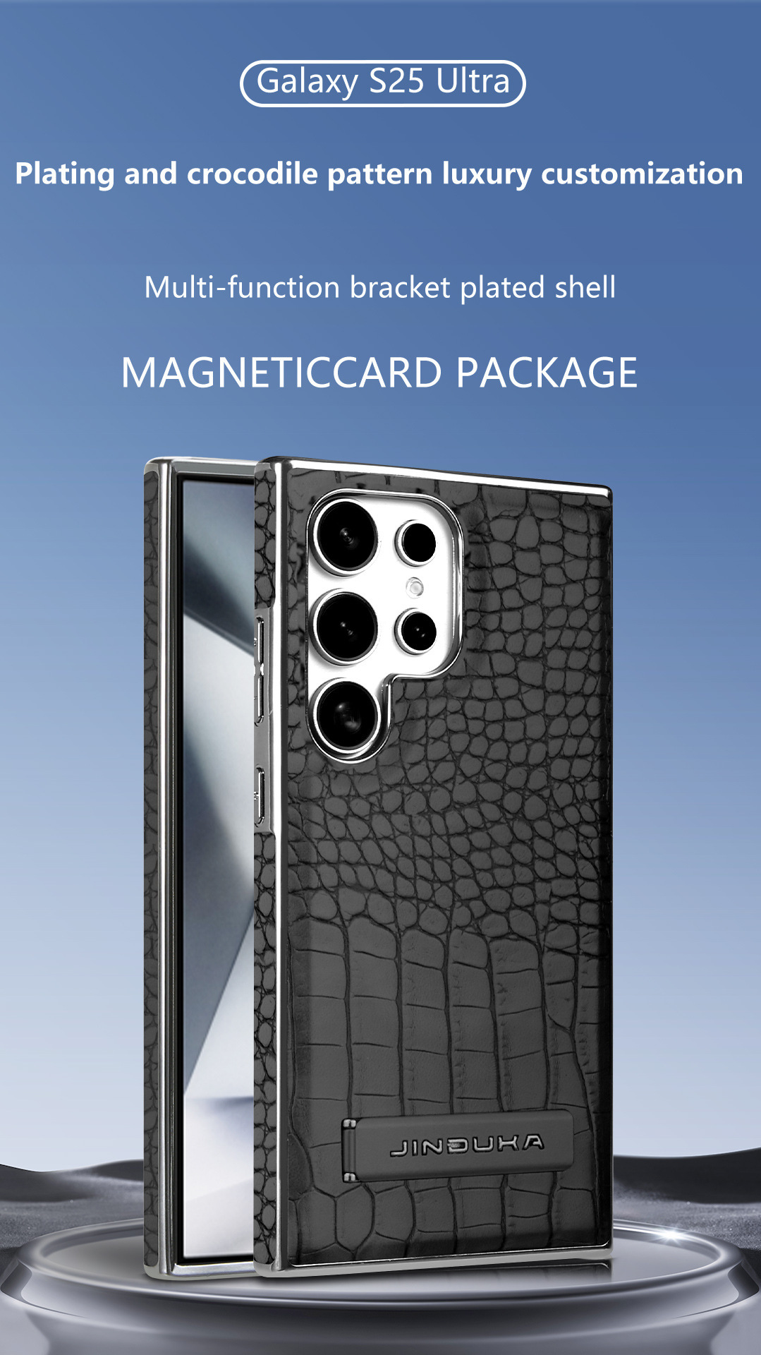 Compatible with Samsung S26 Ultra phone case, S25/24P stand, Magsafe crocodile pattern electroplated S23U protective case