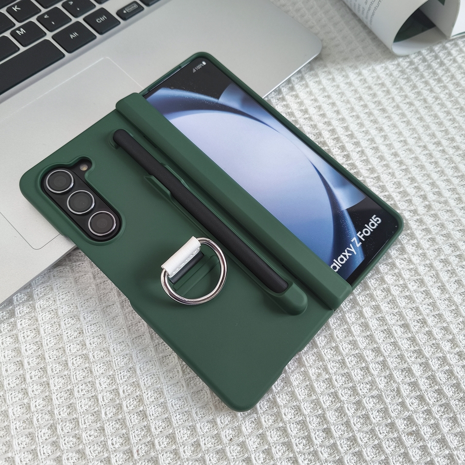 Compatible with Samsung Z Fold7/6 phone case, central axis ring pen slot, Fold5 foldable screen skin-feel protective case