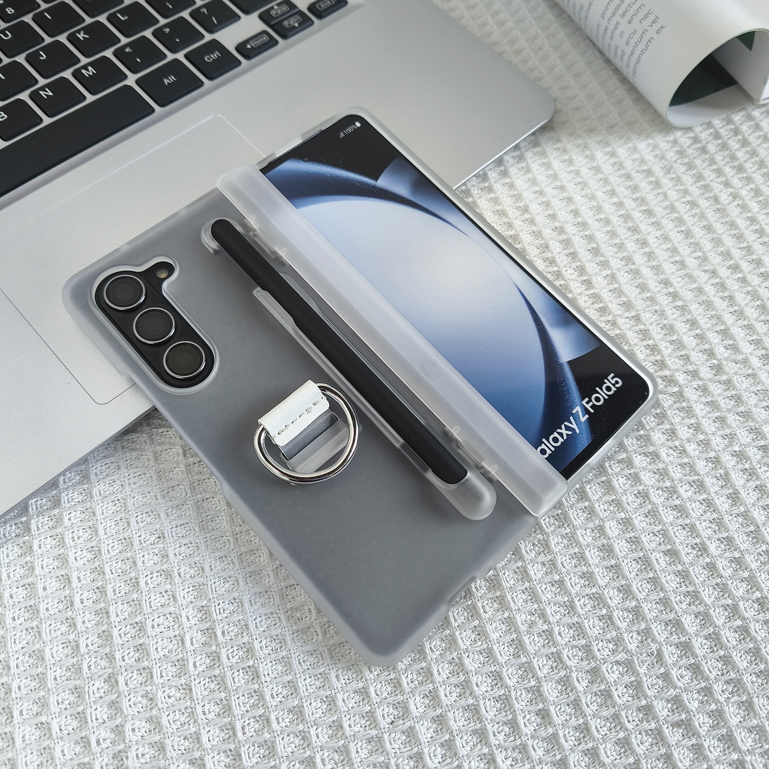 Compatible with Samsung Z Fold7/6 phone case, central axis ring pen slot, Fold5 foldable screen skin-feel protective case