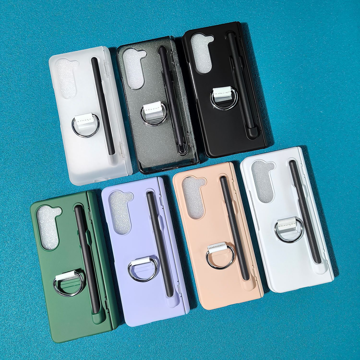 Compatible with Samsung Z Fold7/6 phone case, central axis ring pen slot, Fold5 foldable screen skin-feel protective case