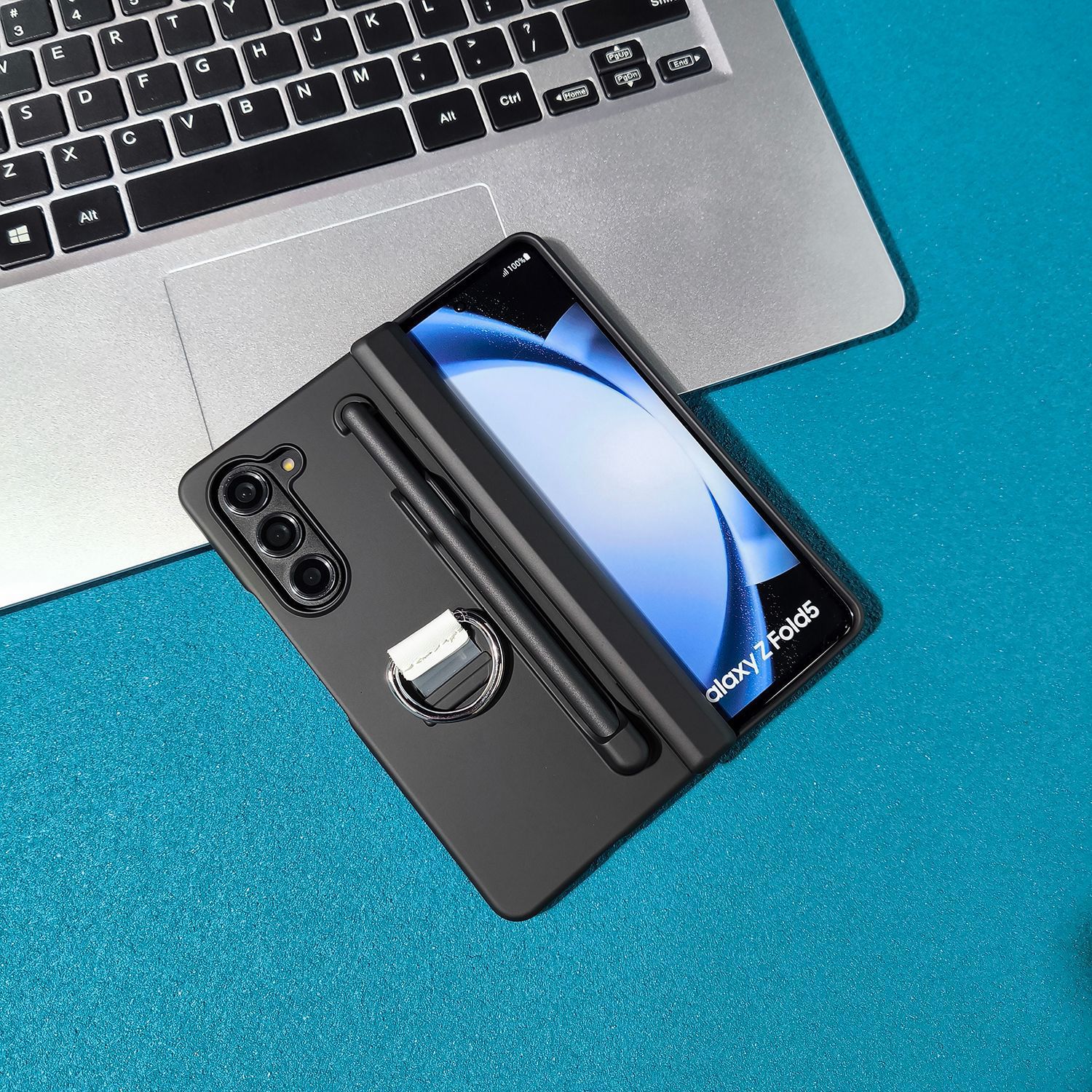 Compatible with Samsung Z Fold7/6 phone case, central axis ring pen slot, Fold5 foldable screen skin-feel protective case