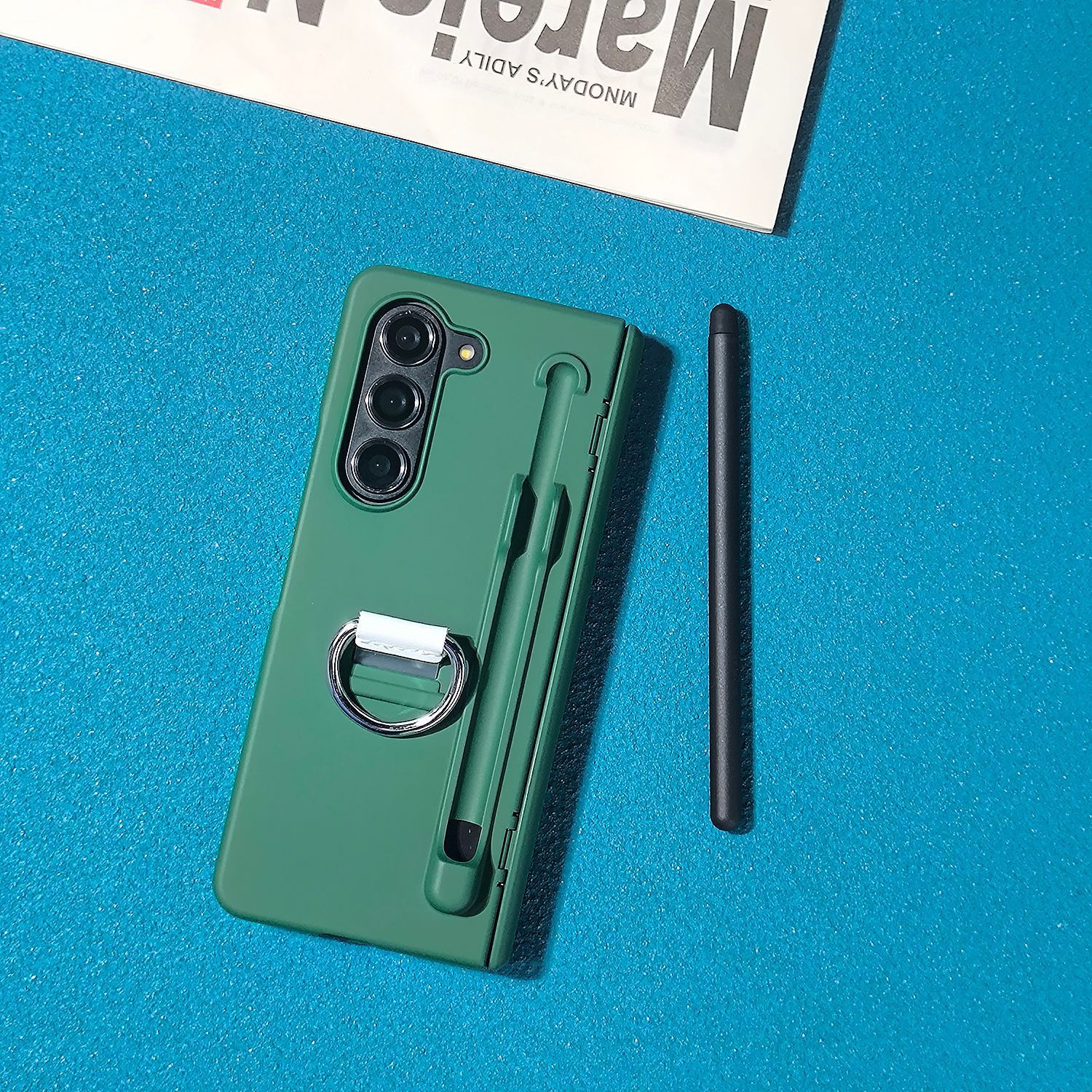 Compatible with Samsung Z Fold7/6 phone case, central axis ring pen slot, Fold5 foldable screen skin-feel protective case
