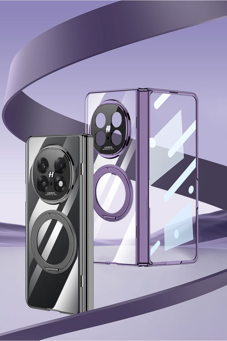 Compatible with OPPO Find N5 phone case, hinge, magnetic rotating stand, transparent electroplated privacy film protective case.