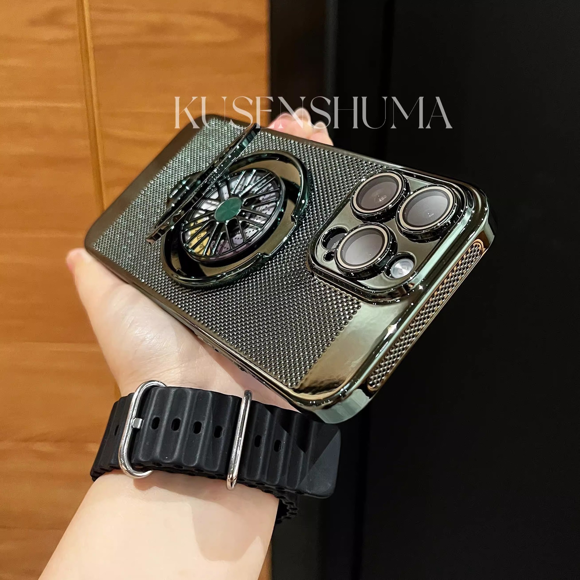 Compatible with Apple iPhone 17 Pro Max, 16 Plus gyroscope stand, 15 Pro electroplated heat dissipation, and drop-proof protective case.
