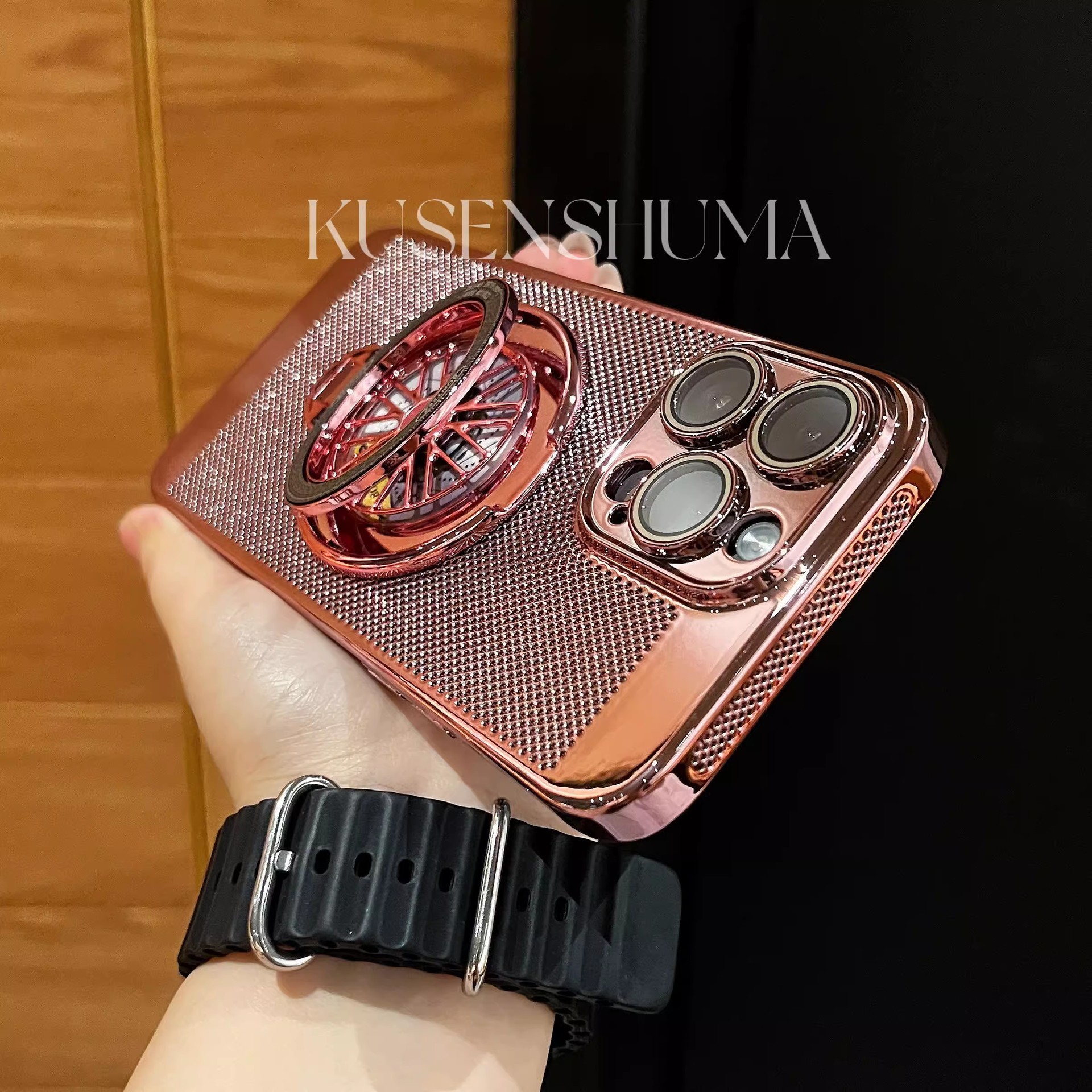 Compatible with Apple iPhone 17 Pro Max, 16 Plus gyroscope stand, 15 Pro electroplated heat dissipation, and drop-proof protective case.
