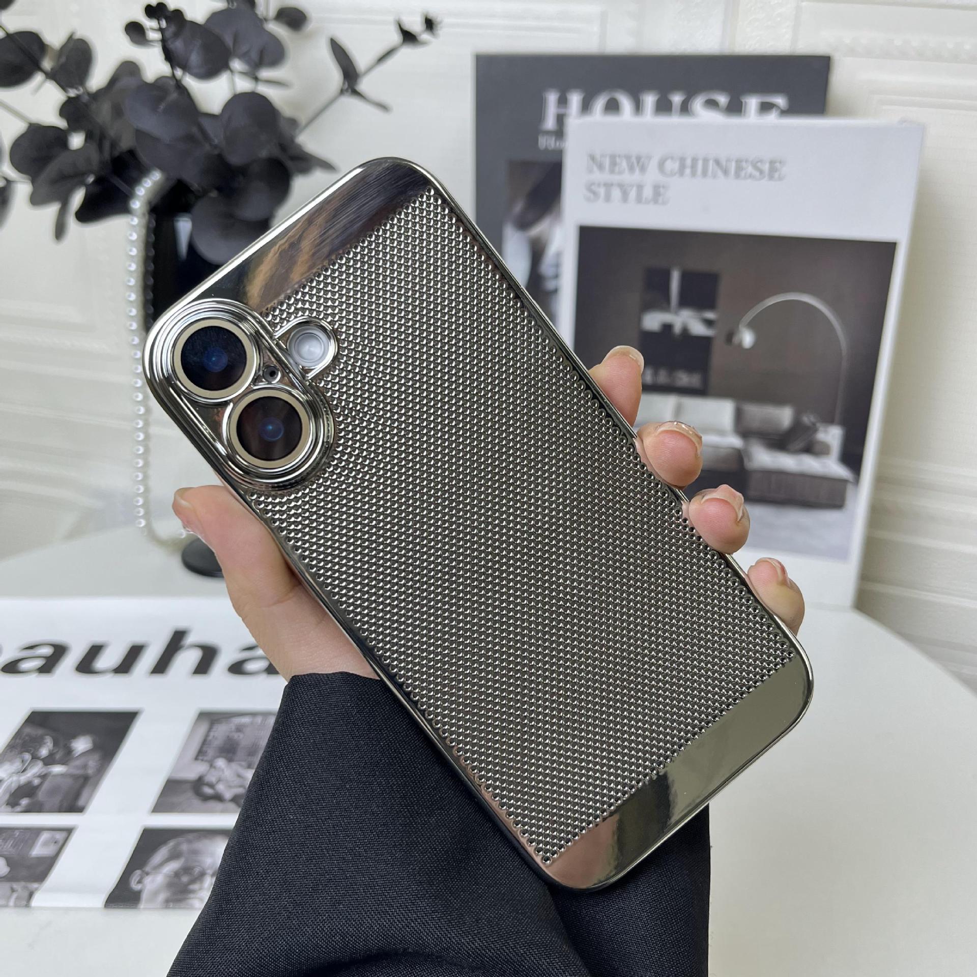 Compatible with Apple iPhone 17 Pro Max, 16 Plus gyroscope stand, 15 Pro electroplated heat dissipation, and drop-proof protective case.