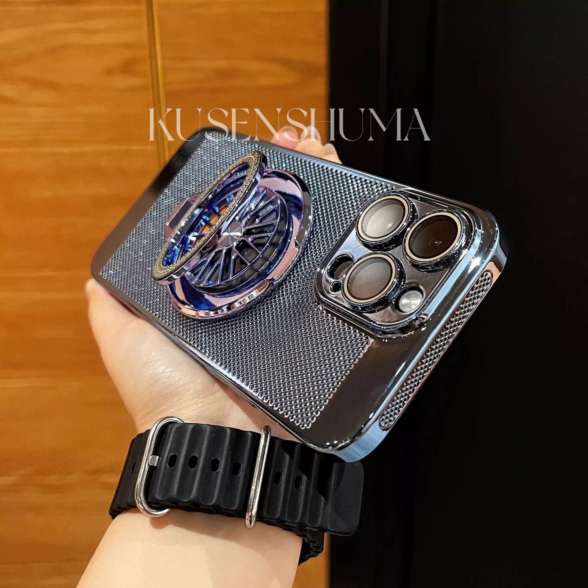 Compatible with Apple iPhone 17 Pro Max, 16 Plus gyroscope stand, 15 Pro electroplated heat dissipation, and drop-proof protective case.