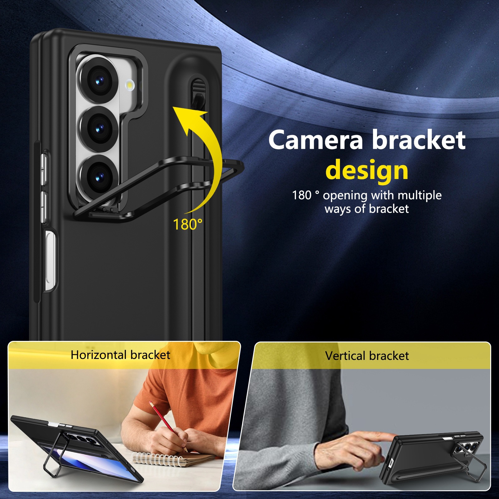 Compatible with Samsung Z Fold8 Ultra phone case 7/6/5 lens holder spring-loaded pen slot 4/3 drop-proof protective case