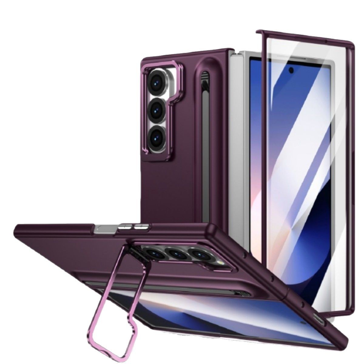 Compatible with Samsung Z Fold8 Ultra phone case 7/6/5 lens holder spring-loaded pen slot 4/3 drop-proof protective case