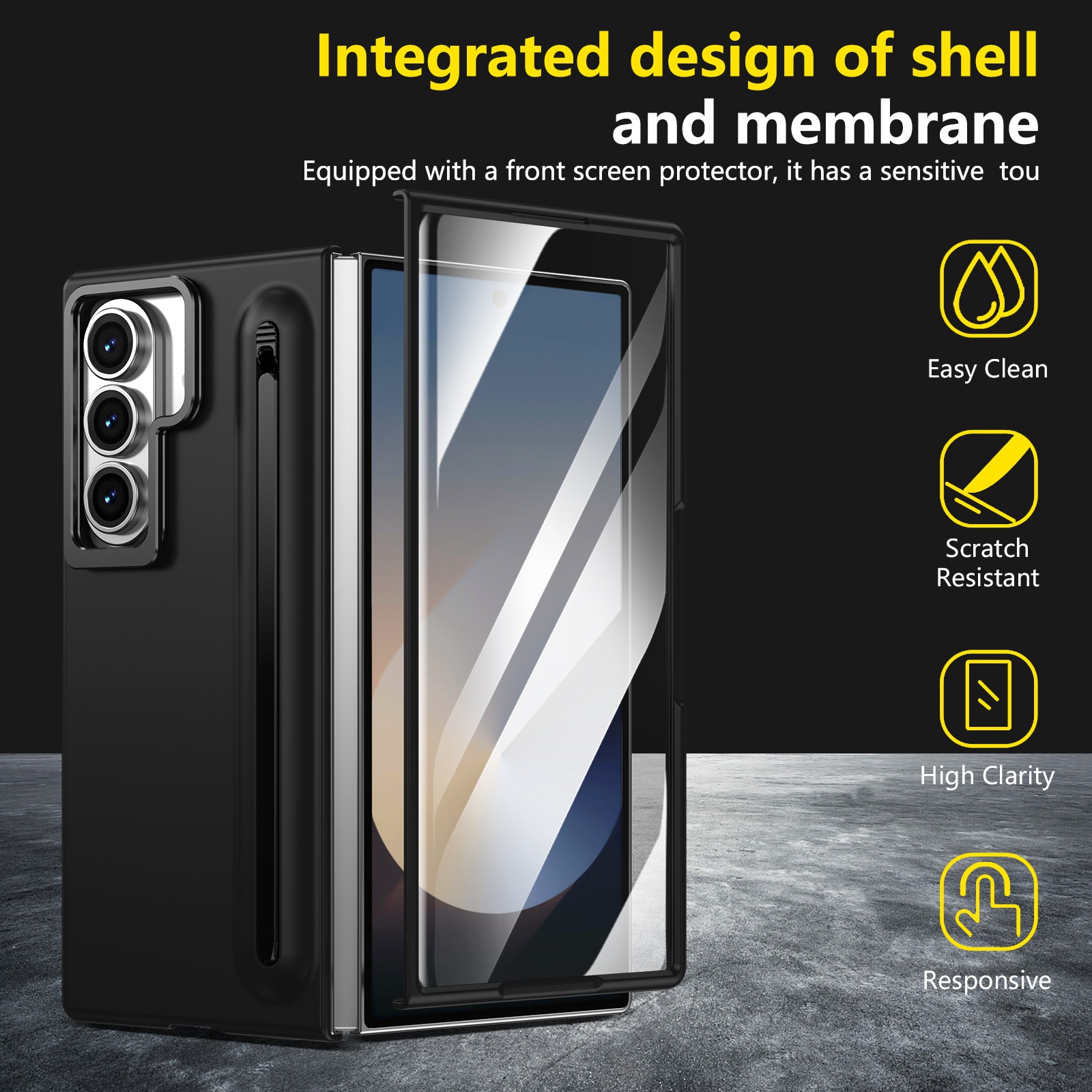 Compatible with Samsung Z Fold8 Ultra phone case 7/6/5 lens holder spring-loaded pen slot 4/3 drop-proof protective case