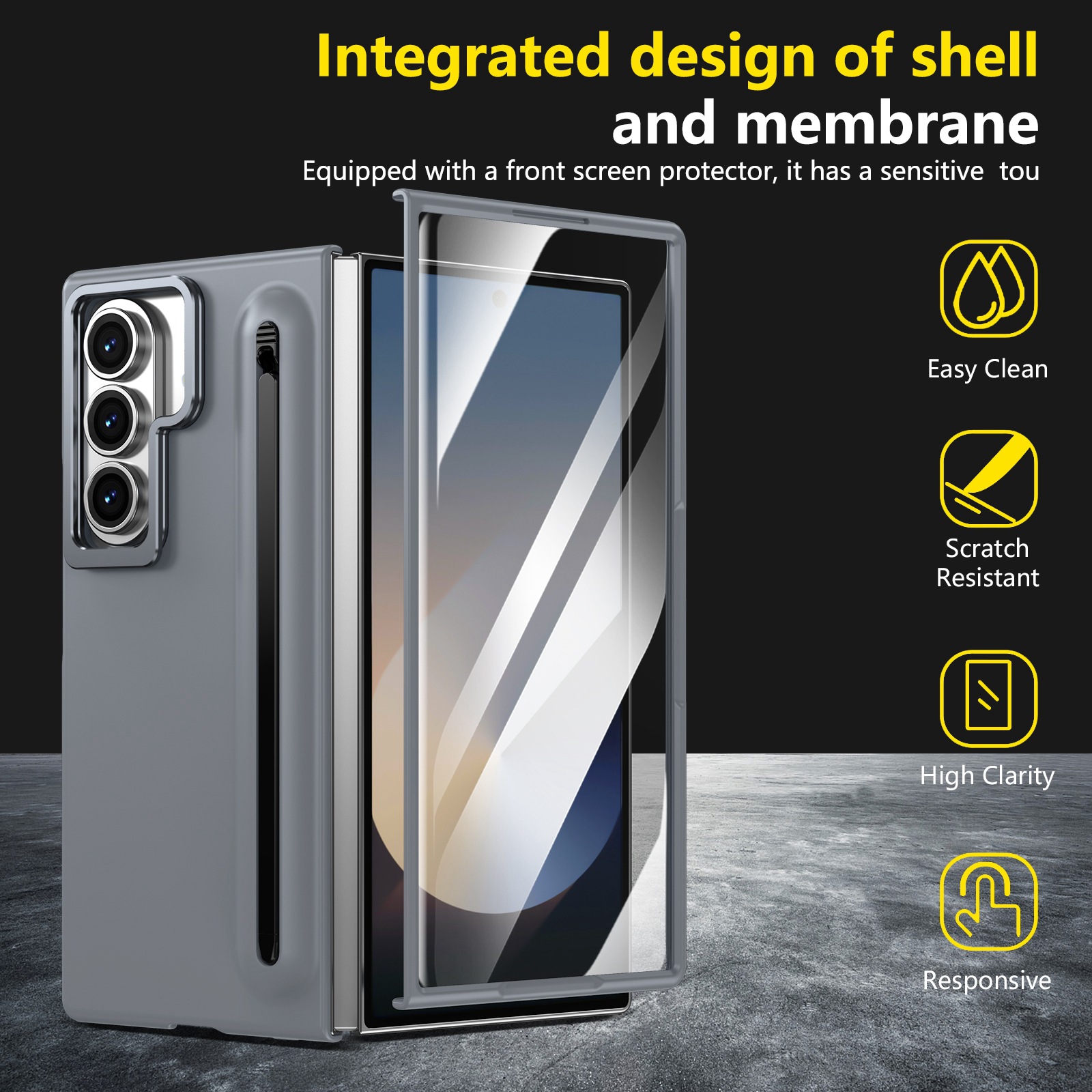 Compatible with Samsung Z Fold8 Ultra phone case 7/6/5 lens holder spring-loaded pen slot 4/3 drop-proof protective case