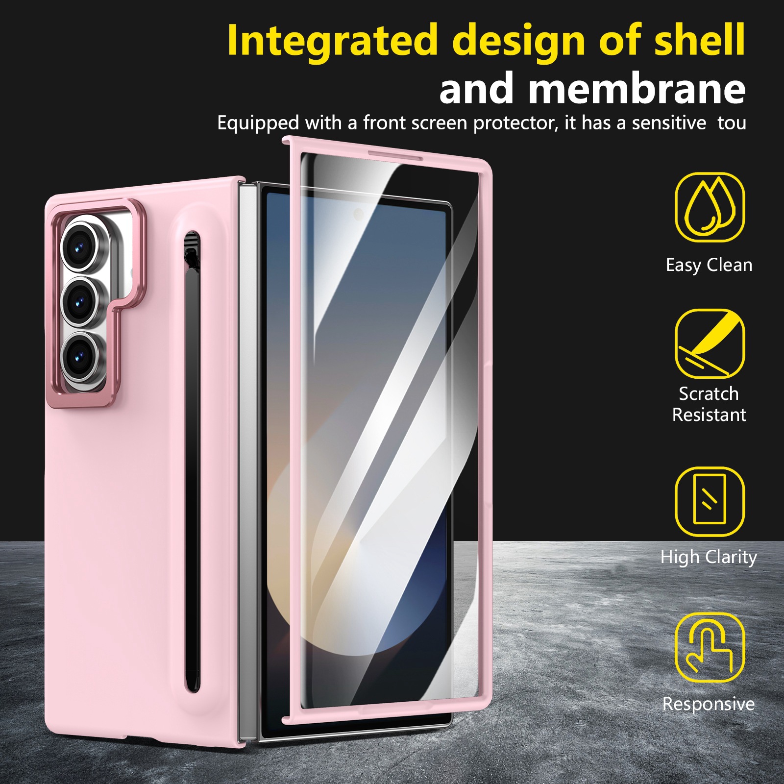 Compatible with Samsung Z Fold8 Ultra phone case 7/6/5 lens holder spring-loaded pen slot 4/3 drop-proof protective case