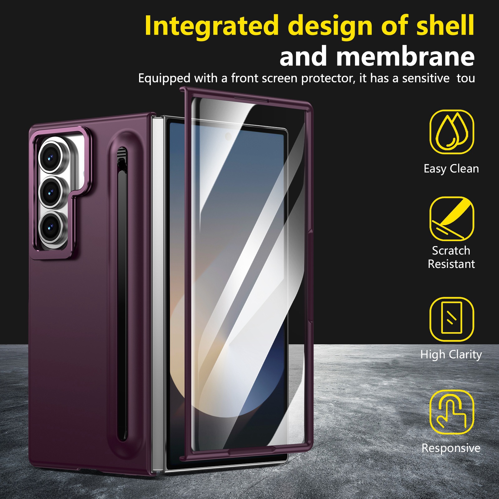 Compatible with Samsung Z Fold8 Ultra phone case 7/6/5 lens holder spring-loaded pen slot 4/3 drop-proof protective case