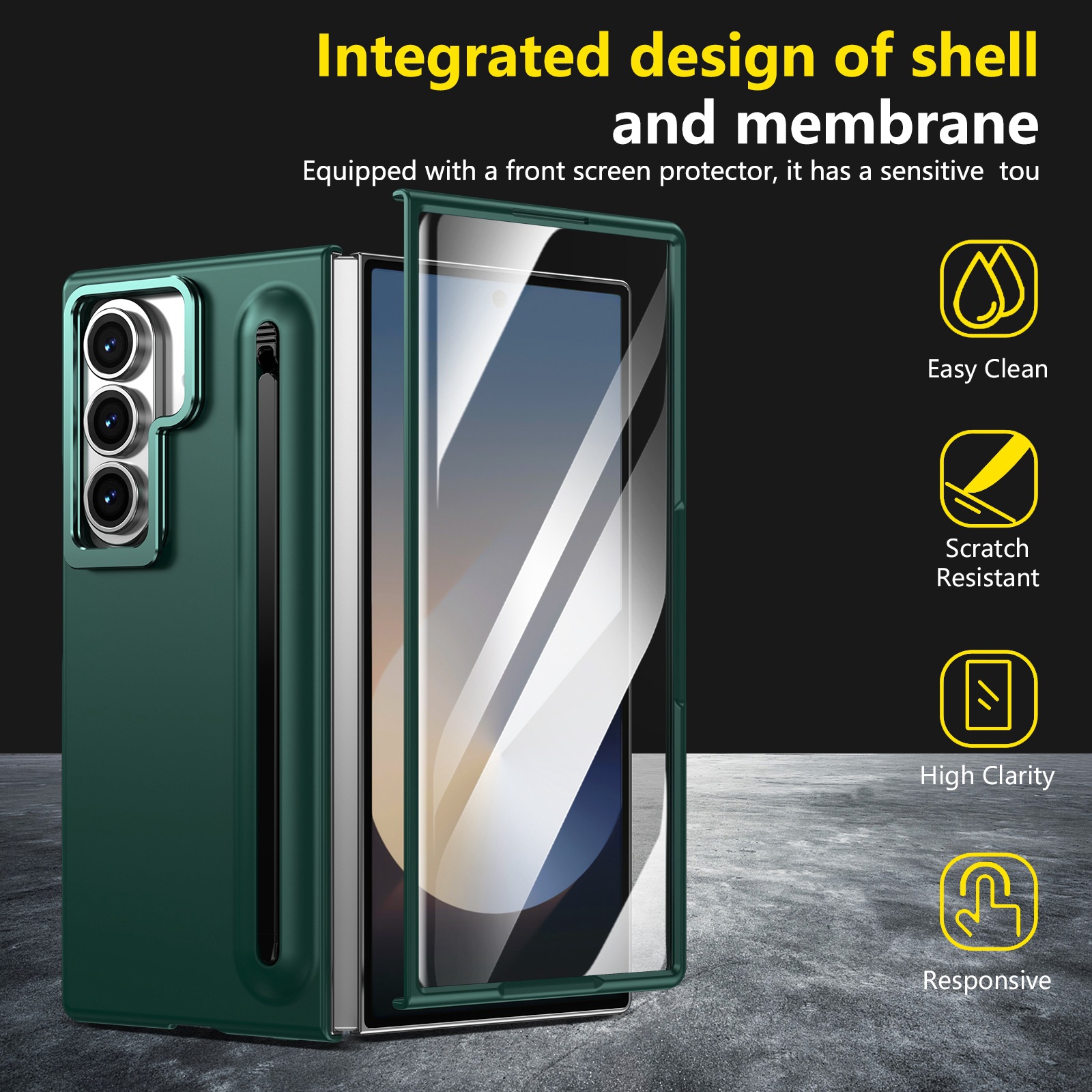 Compatible with Samsung Z Fold8 Ultra phone case 7/6/5 lens holder spring-loaded pen slot 4/3 drop-proof protective case