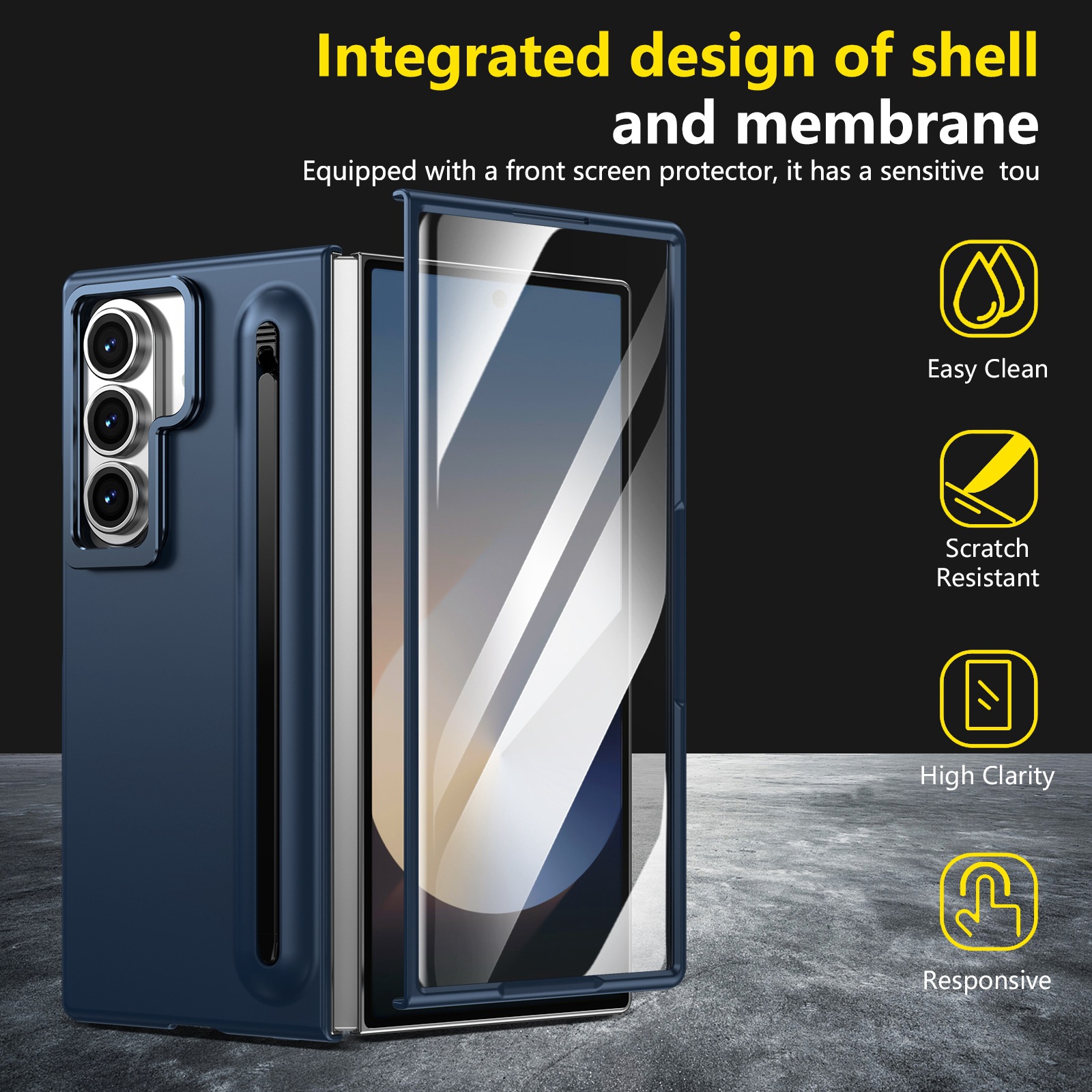 Compatible with Samsung Z Fold8 Ultra phone case 7/6/5 lens holder spring-loaded pen slot 4/3 drop-proof protective case