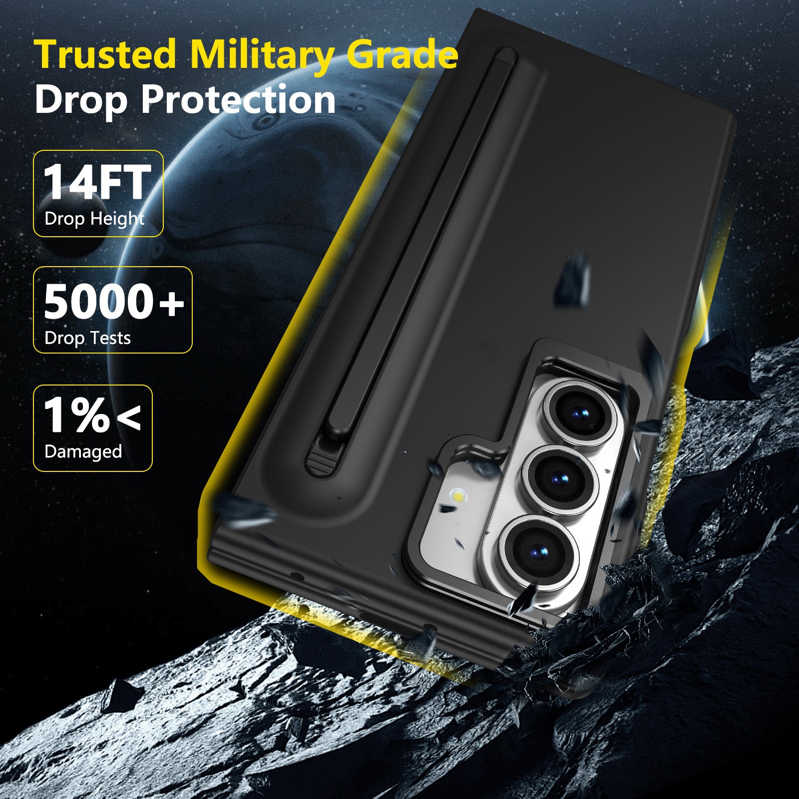 Compatible with Samsung Z Fold8 Ultra phone case 7/6/5 lens holder spring-loaded pen slot 4/3 drop-proof protective case