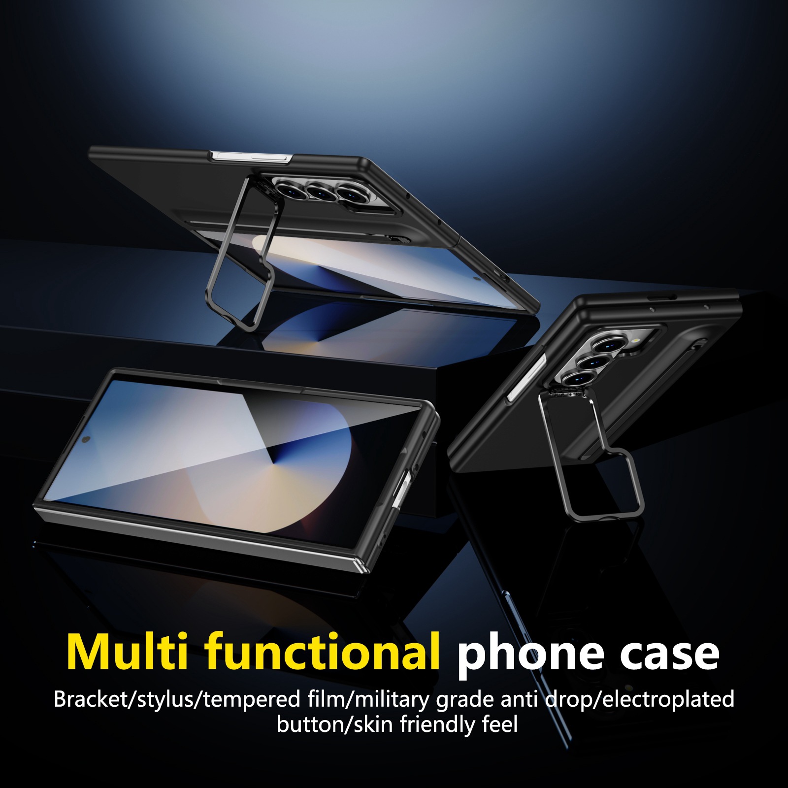 Compatible with Samsung Z Fold8 Ultra phone case 7/6/5 lens holder spring-loaded pen slot 4/3 drop-proof protective case