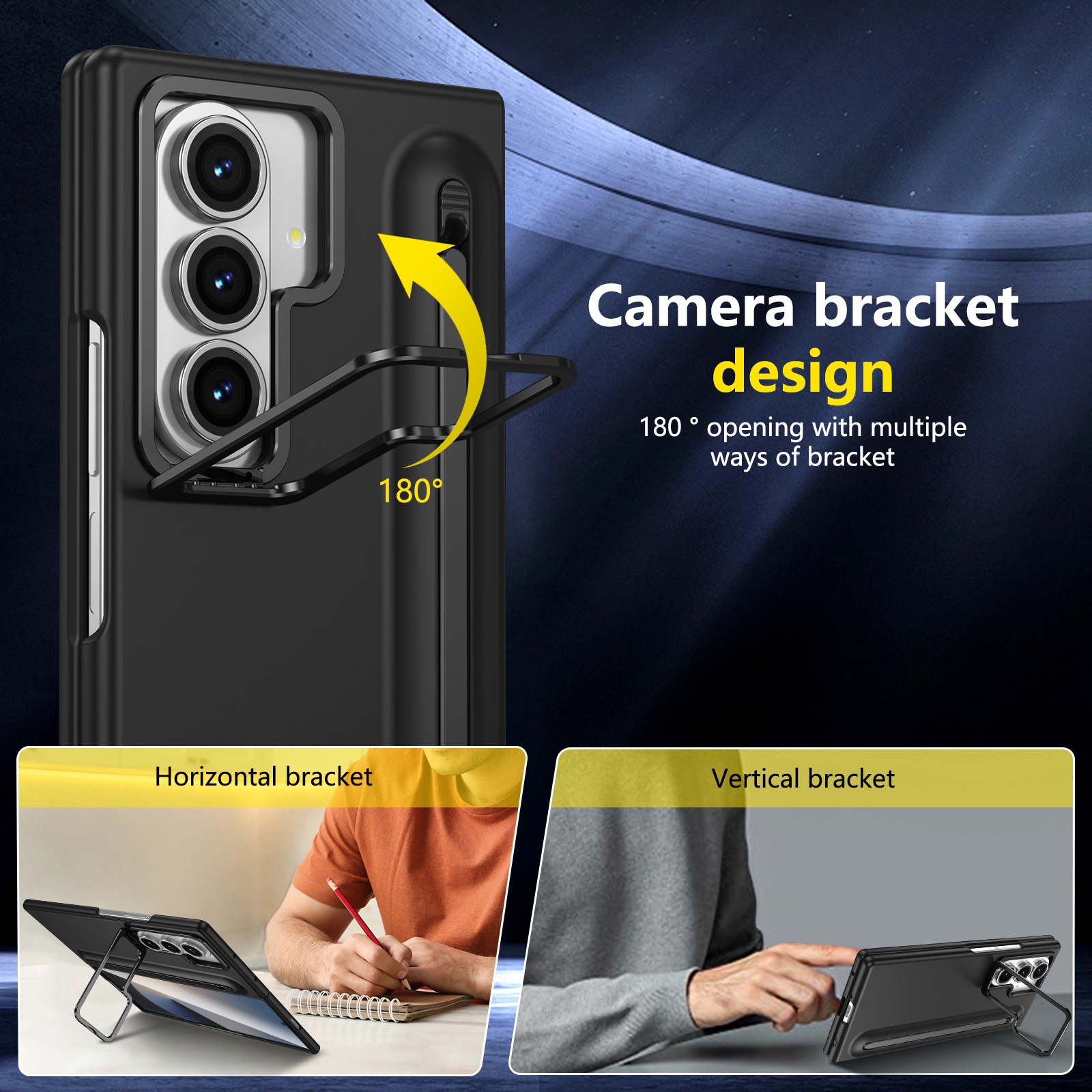 Compatible with Samsung Z Fold8 Ultra phone case 7/6/5 lens holder spring-loaded pen slot 4/3 drop-proof protective case