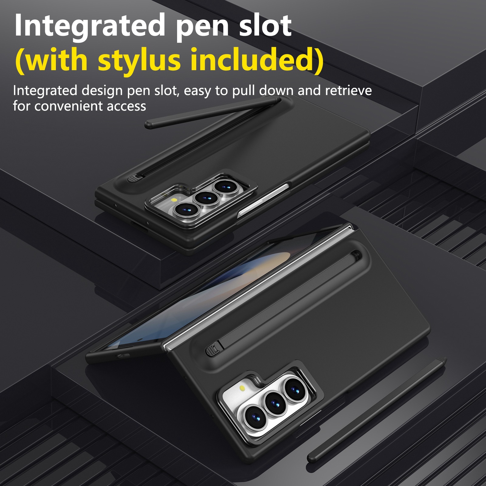 Compatible with Samsung Z Fold8 Ultra phone case 7/6/5 lens holder spring-loaded pen slot 4/3 drop-proof protective case