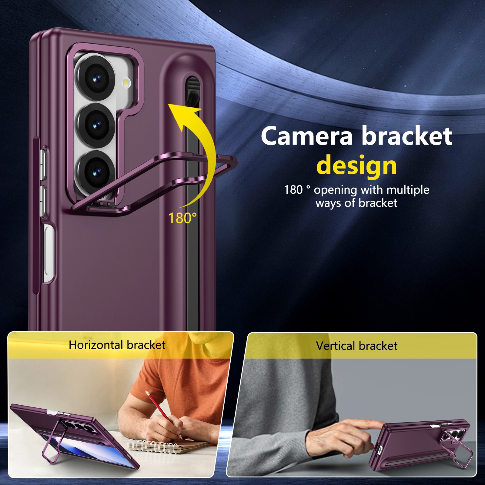 Compatible with Samsung Z Fold8 Ultra phone case 7/6/5 lens holder spring-loaded pen slot 4/3 drop-proof protective case