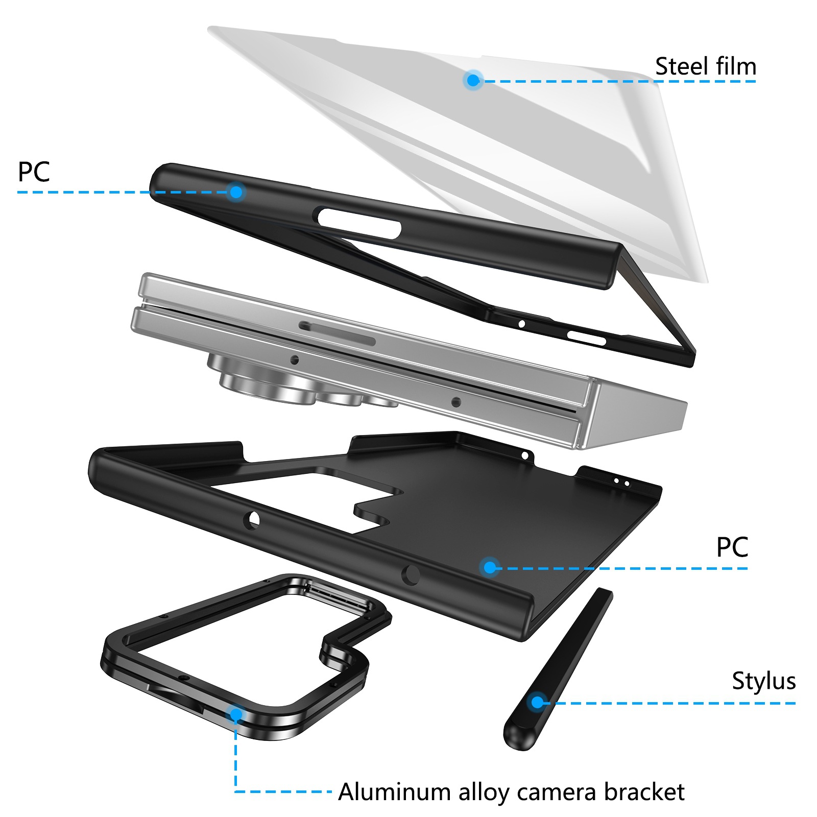 Compatible with Samsung Z Fold8 Ultra phone case 7/6/5 lens holder spring-loaded pen slot 4/3 drop-proof protective case