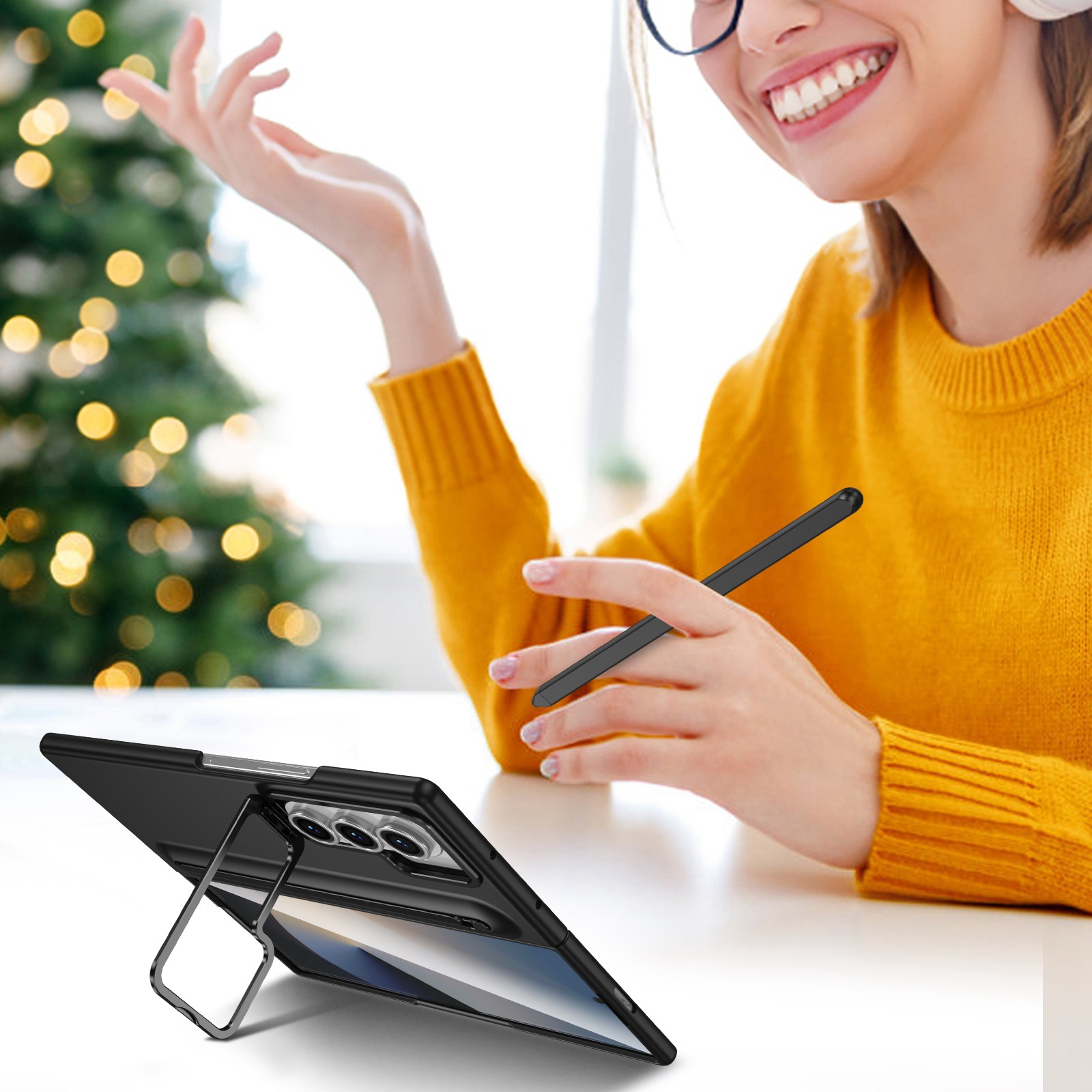 Compatible with Samsung Z Fold8 Ultra phone case 7/6/5 lens holder spring-loaded pen slot 4/3 drop-proof protective case