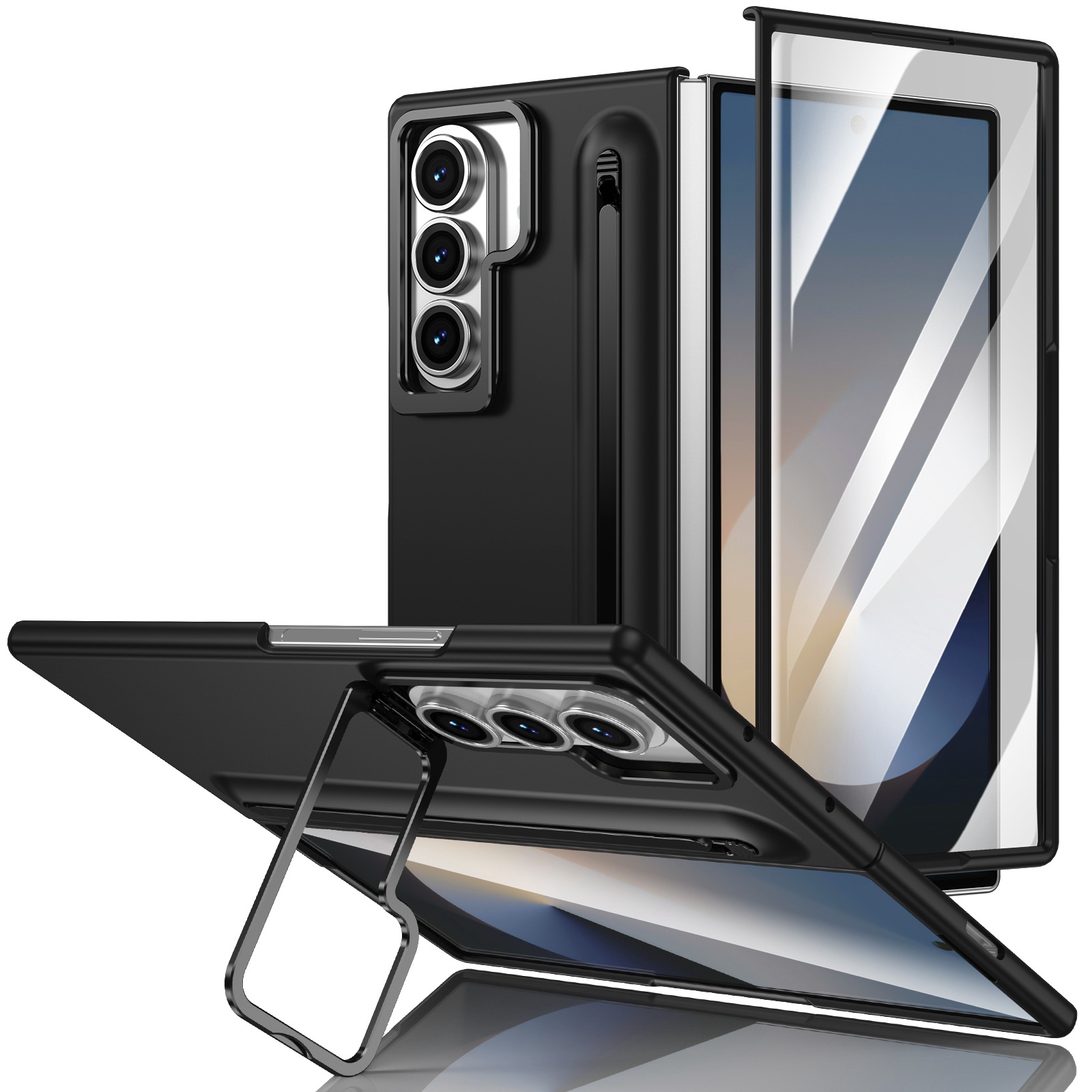 Compatible with Samsung Z Fold8 Ultra phone case 7/6/5 lens holder spring-loaded pen slot 4/3 drop-proof protective case