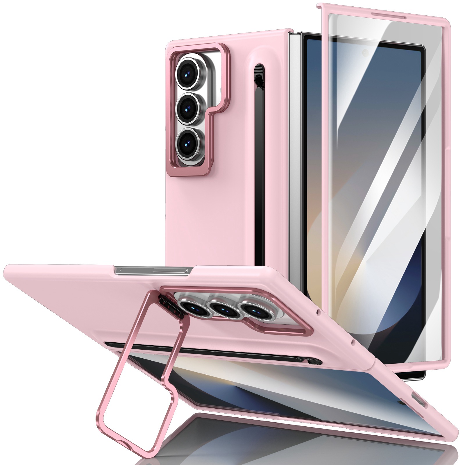 Compatible with Samsung Z Fold8 Ultra phone case 7/6/5 lens holder spring-loaded pen slot 4/3 drop-proof protective case